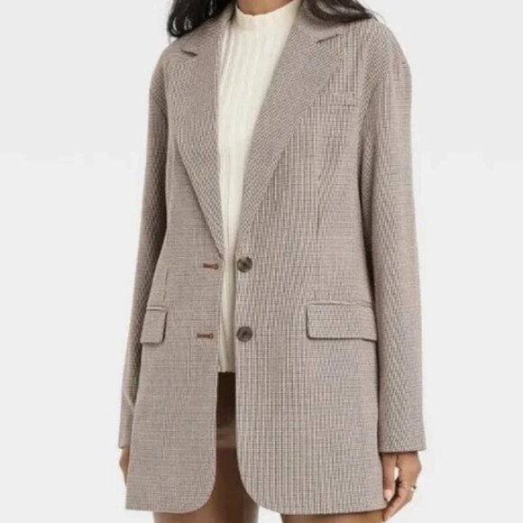 A New Day Women's Size XXL Brown/Black Houndstooth Print Oversized Blazer - Picture 1 of 5